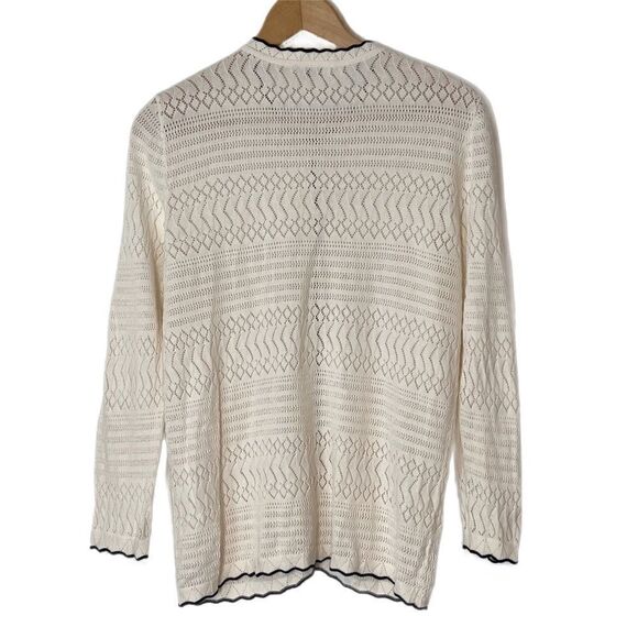 Loft Open Knit Scalloped Button Up Cardigan - Picture 2 of 5